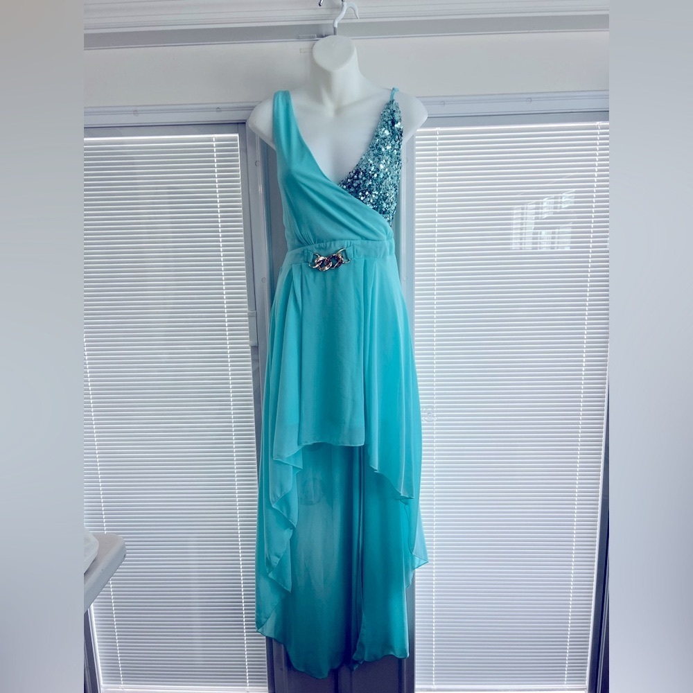 Lasaky - High Low Hem Party Dress with Contrast Sequin Chain Decor